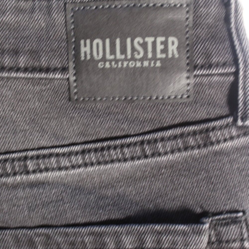 Hollister Women High-Rise Mom Jeans 28x27 Size 7R Black Raw Hem Vintage Stretch
